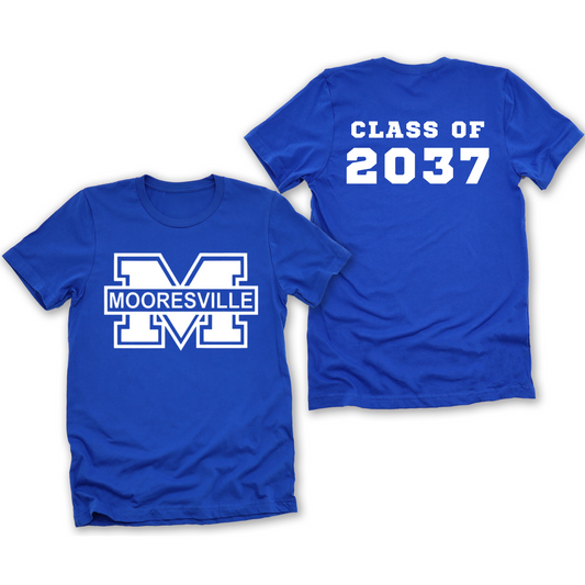 MOORESVILLE CLASS OF 2037 *CURRENT PRE-K* - BLUE SHORT SLEEVE