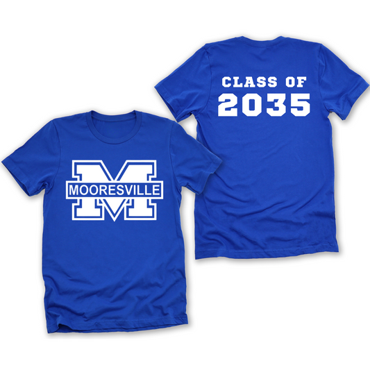 MOORESVILLE CLASS OF 2035 *CURRENT FIRST* - BLUE SHORT SLEEVE
